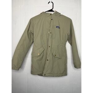 Patagonia Boys 12 Large Olive Green Hooded Sherpa Lined Jacket